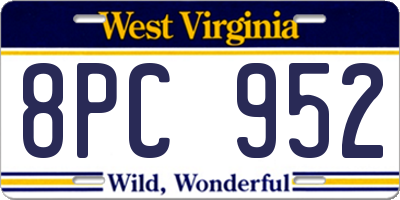 WV license plate 8PC952