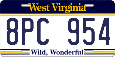 WV license plate 8PC954