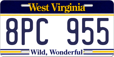 WV license plate 8PC955