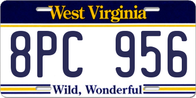 WV license plate 8PC956