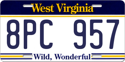 WV license plate 8PC957