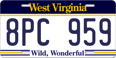 WV license plate 8PC959