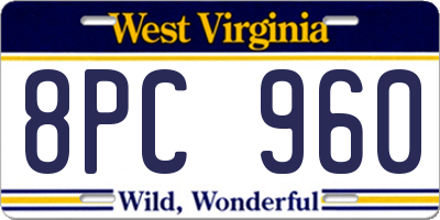 WV license plate 8PC960