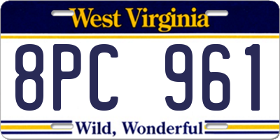 WV license plate 8PC961