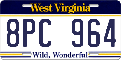 WV license plate 8PC964