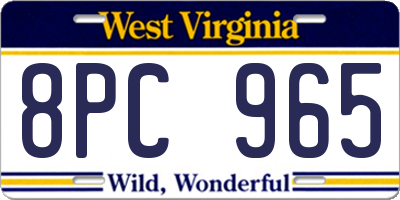 WV license plate 8PC965