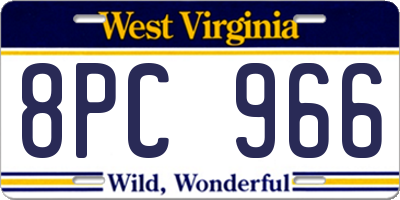 WV license plate 8PC966