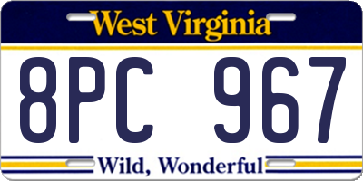 WV license plate 8PC967