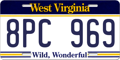 WV license plate 8PC969