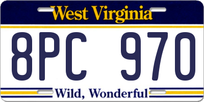 WV license plate 8PC970