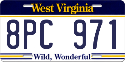 WV license plate 8PC971