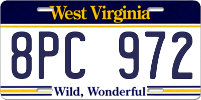 WV license plate 8PC972