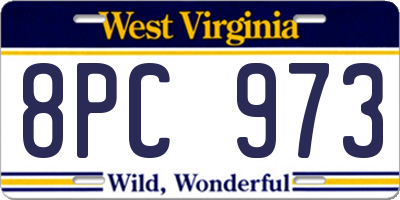 WV license plate 8PC973