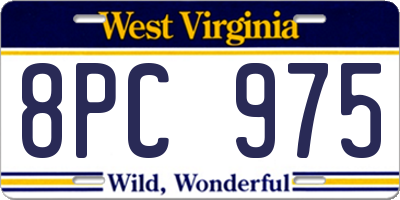 WV license plate 8PC975