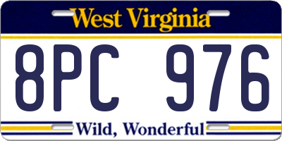 WV license plate 8PC976