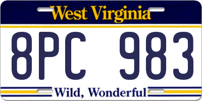 WV license plate 8PC983