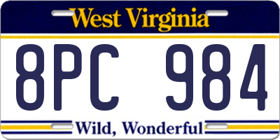 WV license plate 8PC984