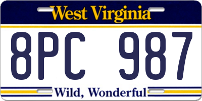 WV license plate 8PC987
