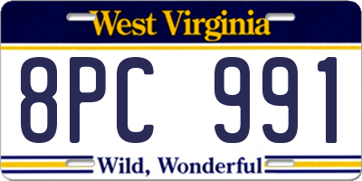 WV license plate 8PC991