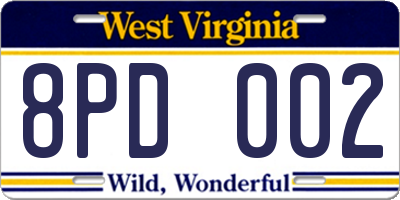 WV license plate 8PD002