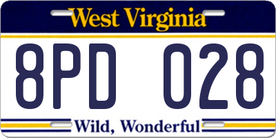 WV license plate 8PD028