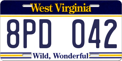 WV license plate 8PD042