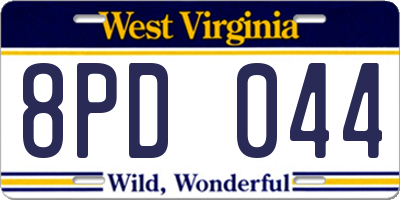 WV license plate 8PD044