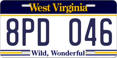 WV license plate 8PD046
