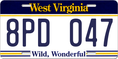 WV license plate 8PD047