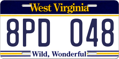 WV license plate 8PD048