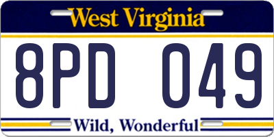 WV license plate 8PD049
