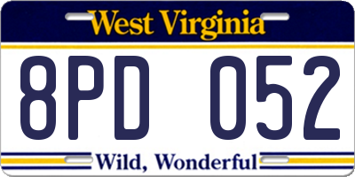 WV license plate 8PD052