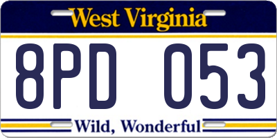 WV license plate 8PD053