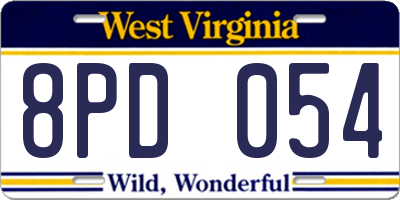 WV license plate 8PD054