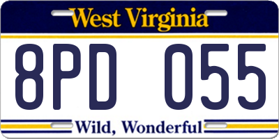 WV license plate 8PD055