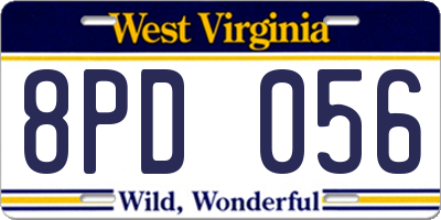 WV license plate 8PD056