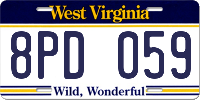WV license plate 8PD059