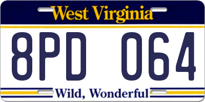 WV license plate 8PD064