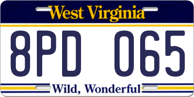 WV license plate 8PD065