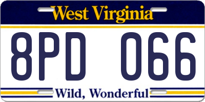 WV license plate 8PD066