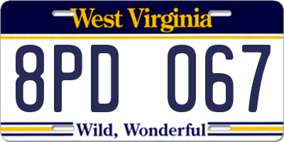 WV license plate 8PD067