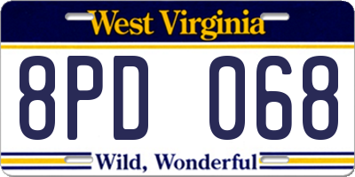 WV license plate 8PD068