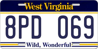 WV license plate 8PD069