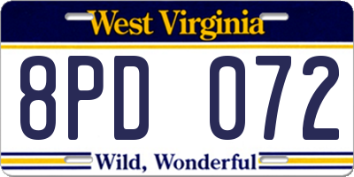 WV license plate 8PD072