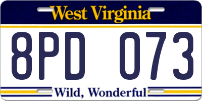 WV license plate 8PD073
