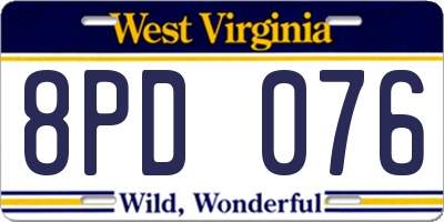 WV license plate 8PD076