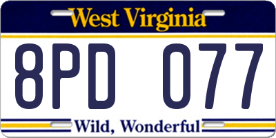 WV license plate 8PD077