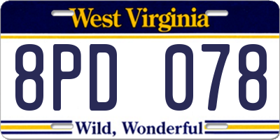 WV license plate 8PD078