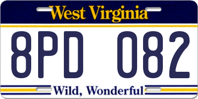 WV license plate 8PD082