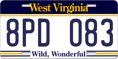 WV license plate 8PD083